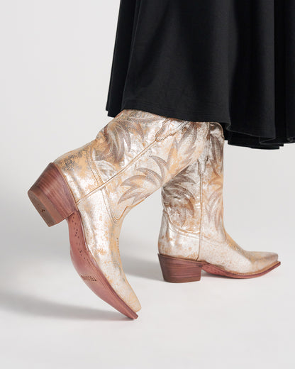 Tecovas Women's The Sadie In Platino Cowhide Metallic Western Boots - 21126-Pla