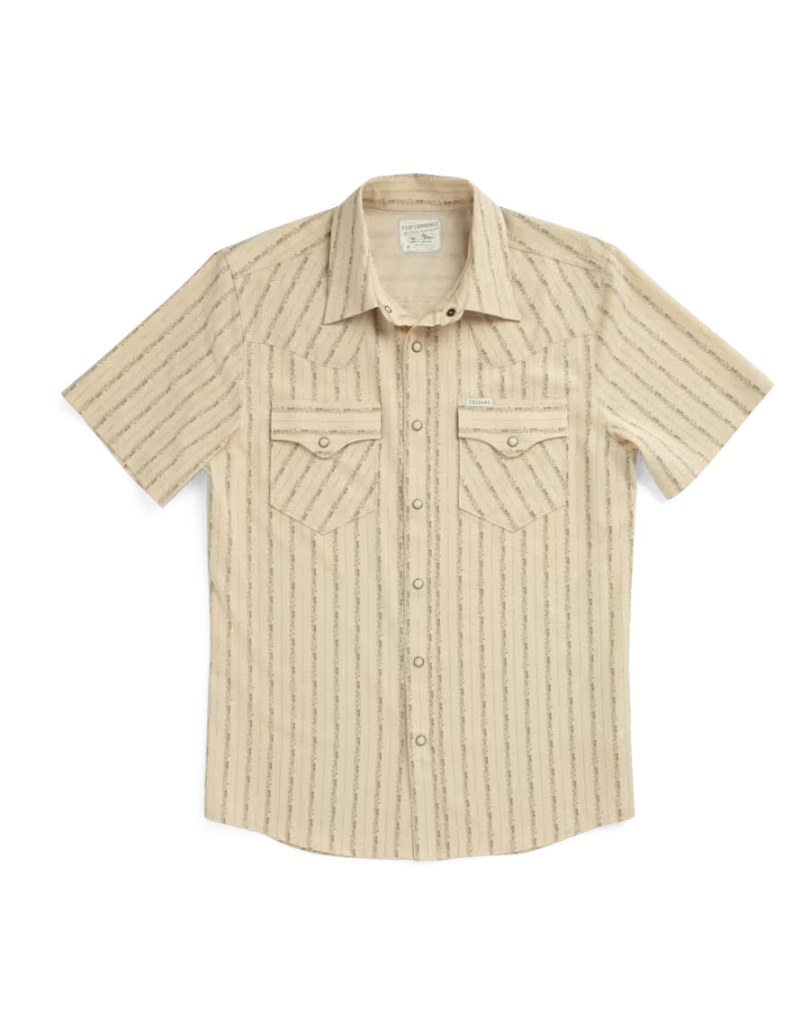 Men's Performance Western Pearl Snap Ss Sandstone - 40364-Snm