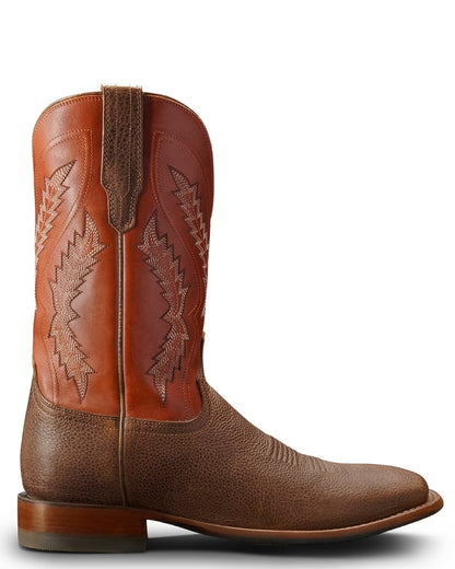 Men's The Doc In Dark Chestnut & Burnt Orange Bison Western Boots - 10031-Dbo