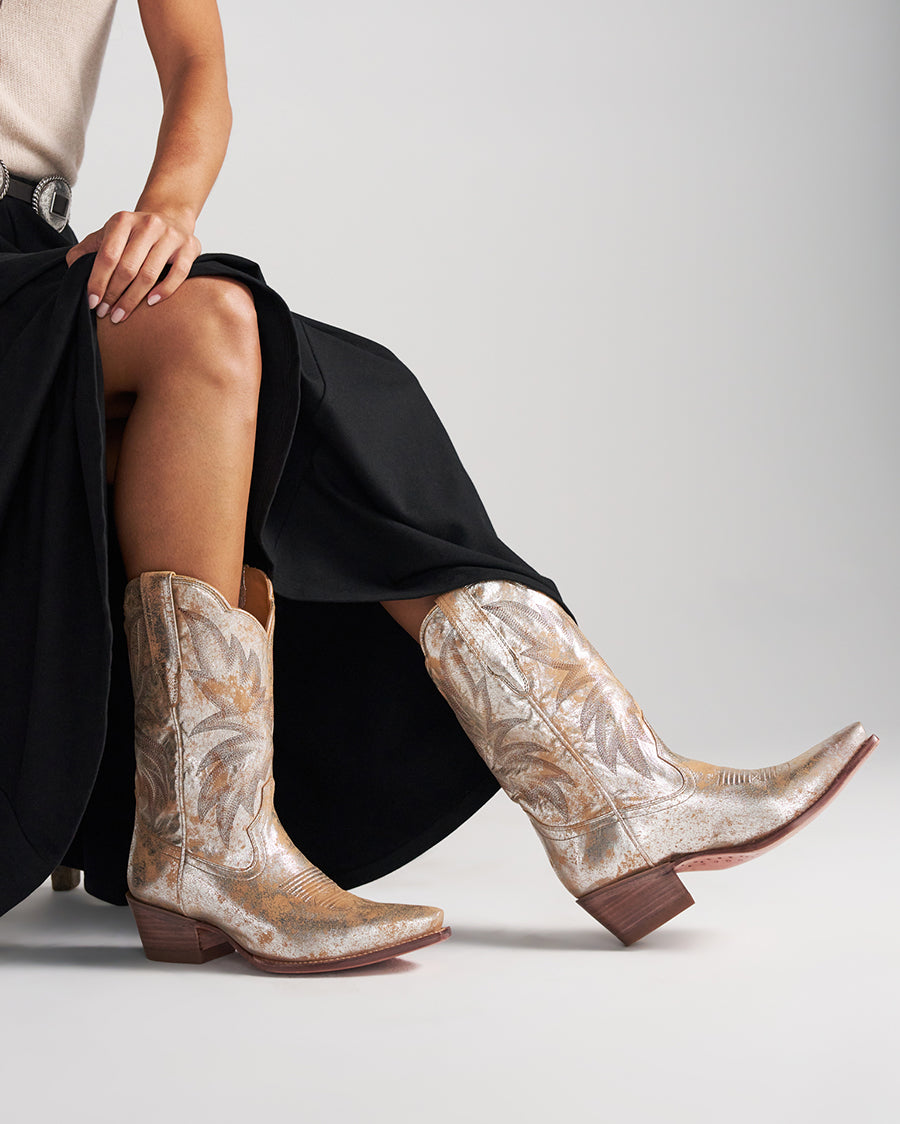 Tecovas Women's The Sadie In Platino Cowhide Metallic Western Boots - 21126-Pla