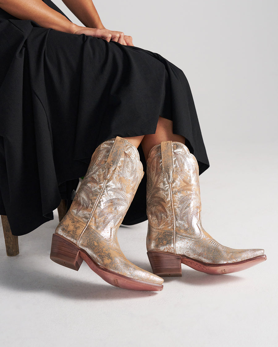 Tecovas Women's The Sadie In Platino Cowhide Metallic Western Boots - 21126-Pla