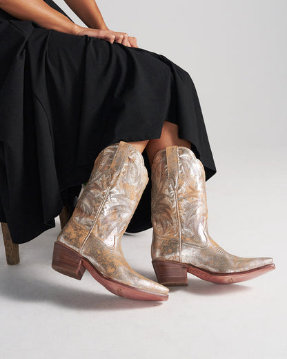 Tecovas Women's The Sadie In Platino Cowhide Metallic Western Boots - 21126-Pla