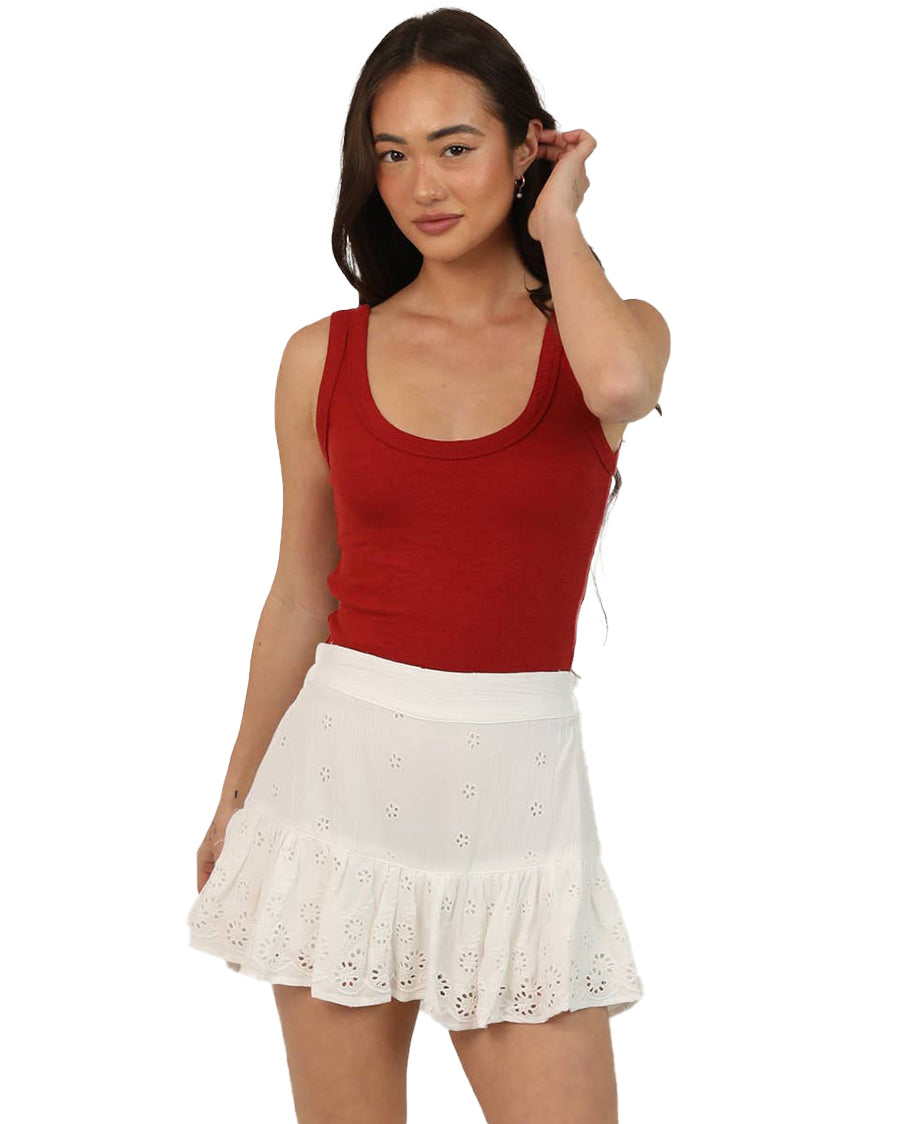 Women's Eyelet Skort - 25S57-Em34-Ivory