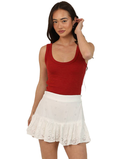 Women's Eyelet Skort - 25S57-Em34-Ivory