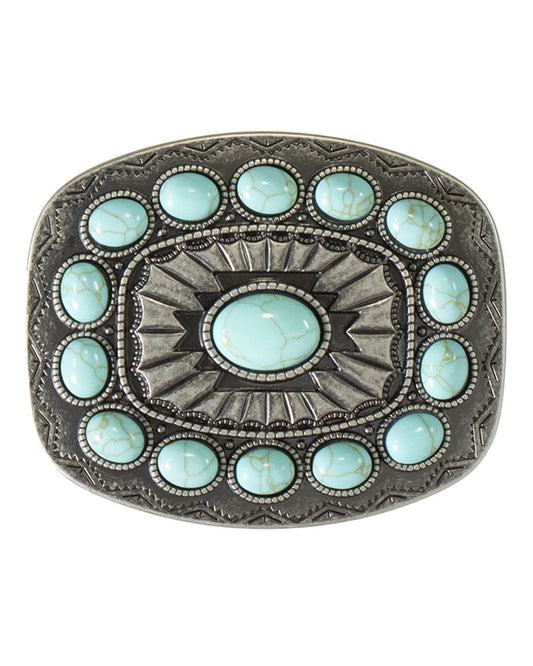 Women's Engraved Southwest Turquoise Belt Buckle - 37903