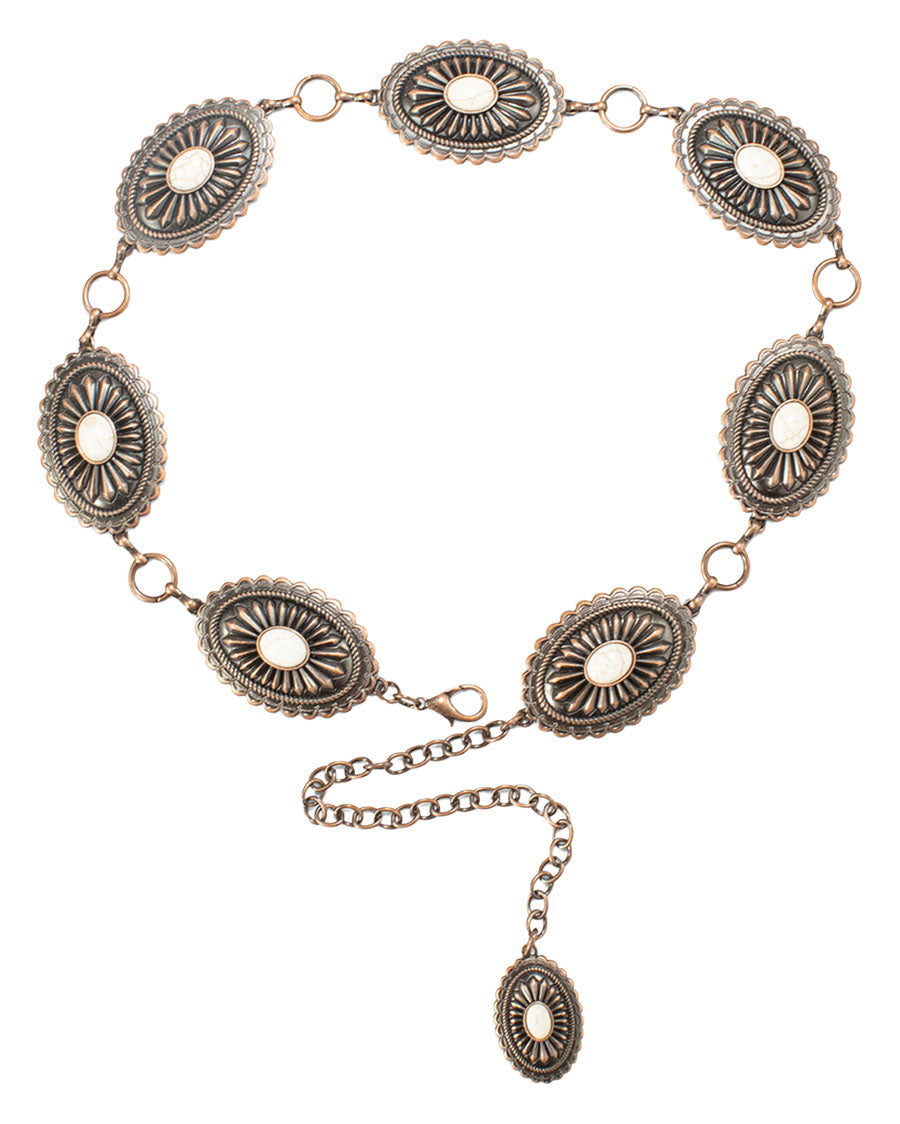 Women's Oval White Stone Concho Belt - A15158216