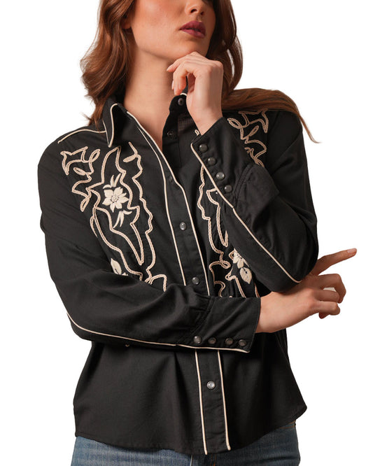 Women's Stevie Long Sleeve Western Shirt - Wto0000095-Bk001