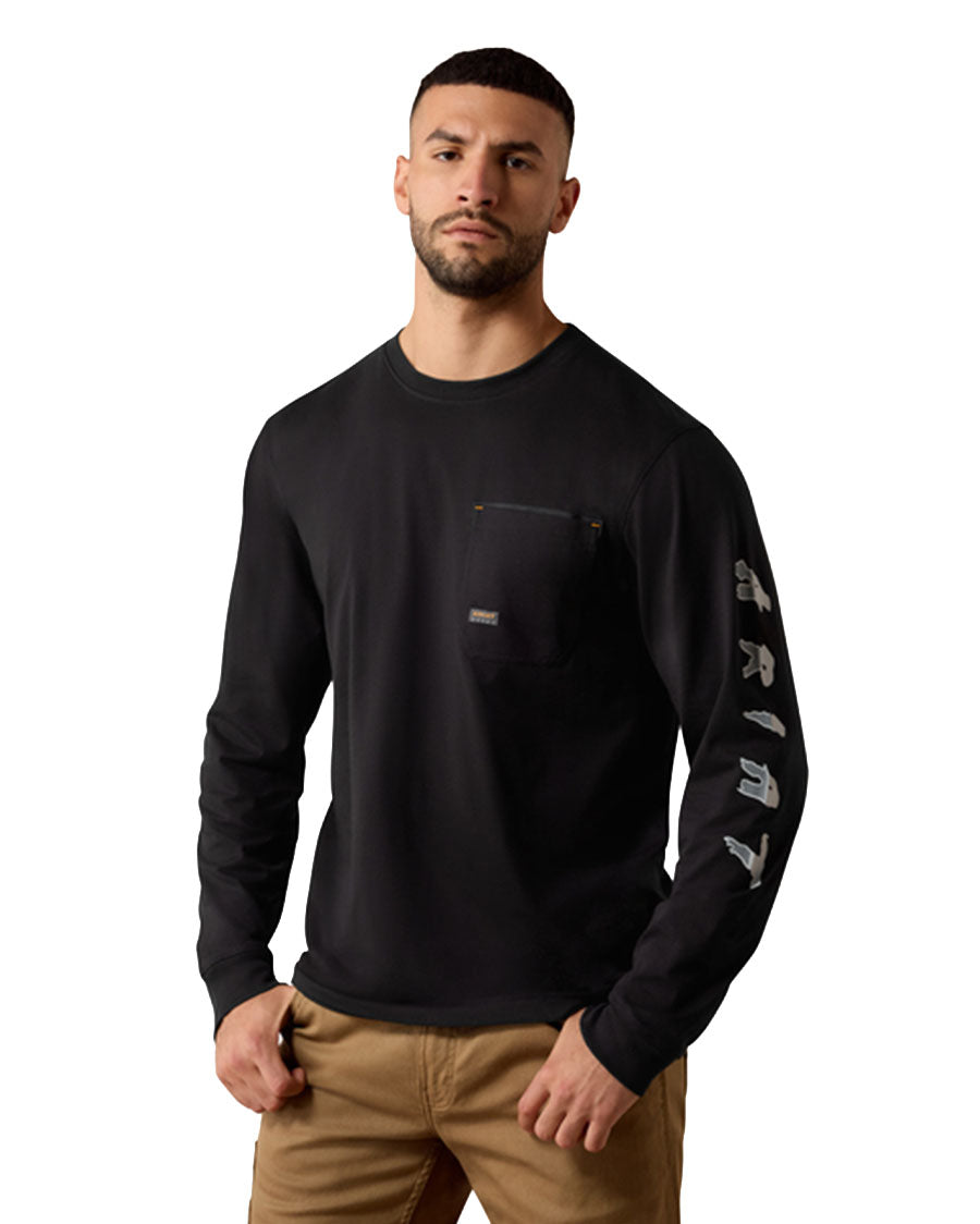 Men's Rebar Workman Bearded Skull Long Sleeve T-Shirt - 10079145