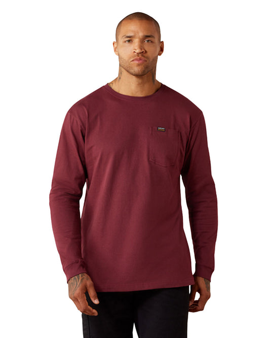 Men's Rebar Cotton Strong Whlf Shield Long Sleeve T-Shirt - 10079792