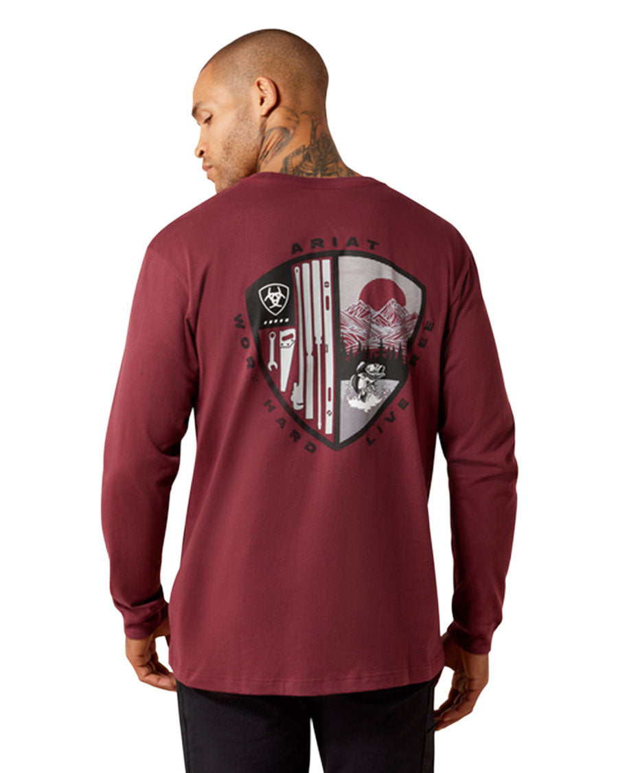 Men's Rebar Cotton Strong Whlf Shield Long Sleeve T-Shirt - 10079792