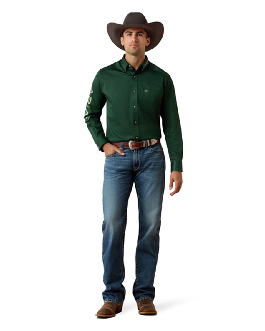 Men's Team Logo Twill Classic Fit Long Sleeve Western Shirt - 10079291