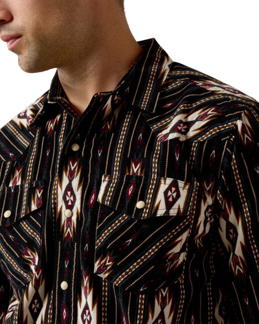 Men's Retro Holbert Corduroy Fitted Snap Long Sleeve Western Shirt - 10080504