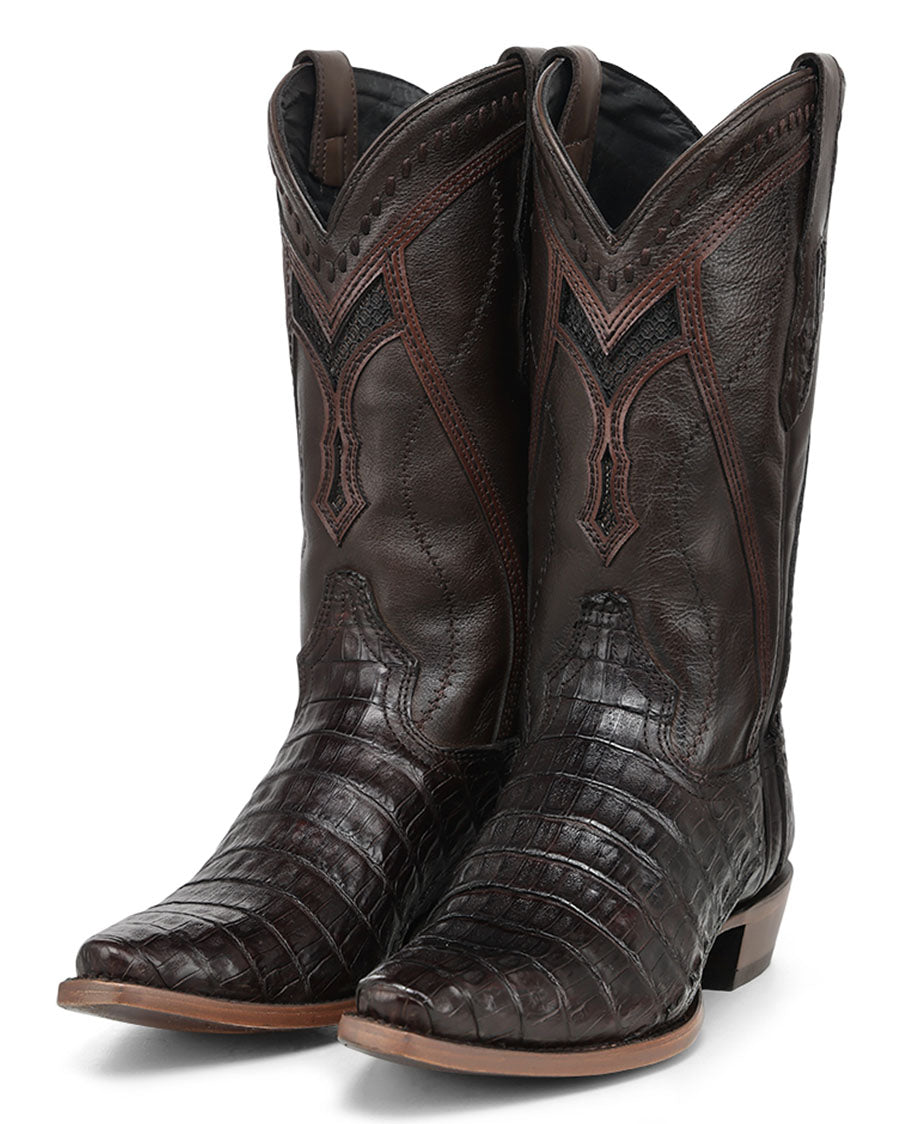 Men's Caiman Inlay & Embroidery Exotic Western Boots - A5202