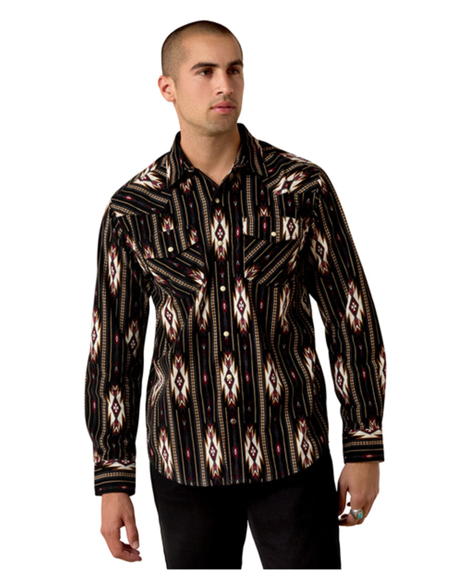 Men's Retro Holbert Corduroy Fitted Snap Long Sleeve Western Shirt - 10080504