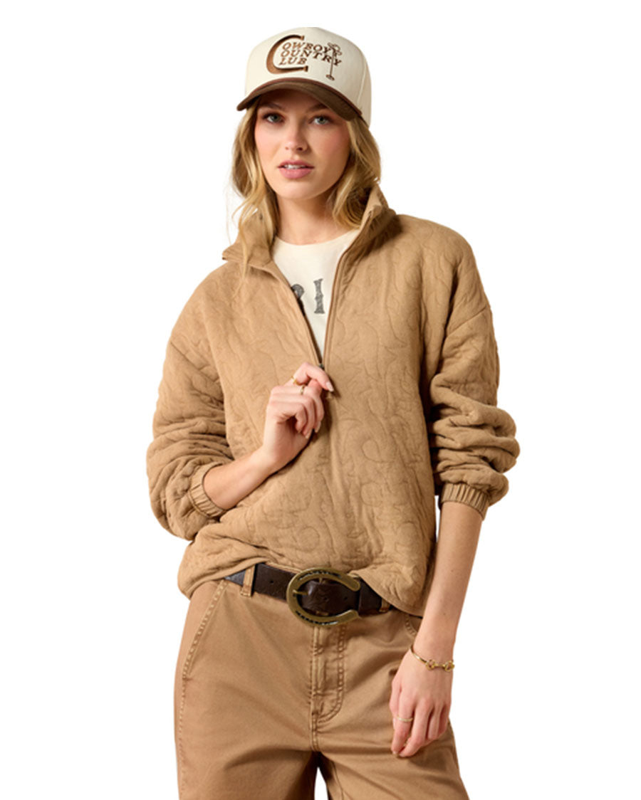 Women's Boot Stitch 1/2 Zip Long Sleeve Pullover - 10080634