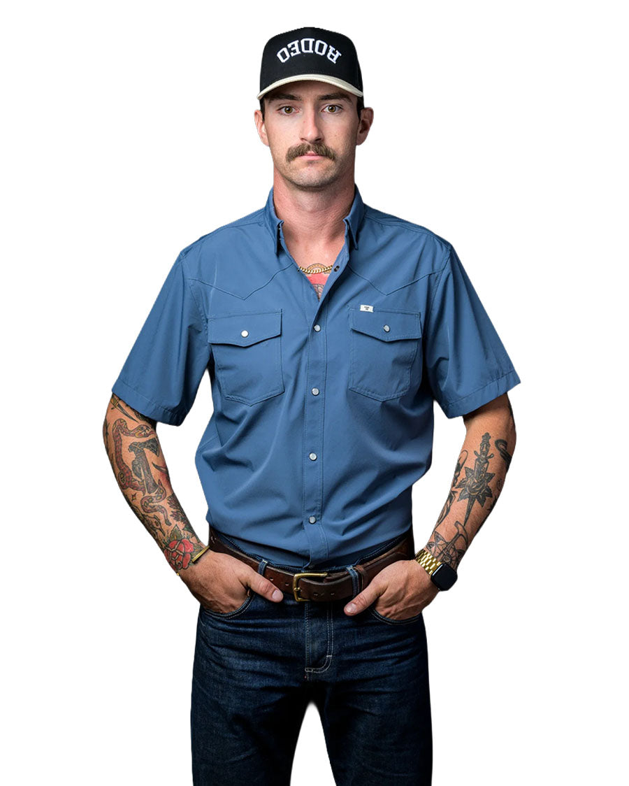 Men's Short Sleeve Pearl Snap Performance Western Shirt - Fss1002330 by Ferrell from Skip’s Western Outfitters | FRL-FSS1002330-SMALL