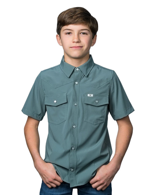 Kid's Short Sleeve Pearl Snap Performance Western Shirt - Kss3002334