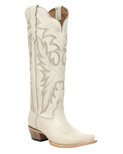 Women's Bone Leaft Embroidery Tall Top Western Boots - L6440 by Corral from Skip’s Western Outfitters | COR-L6440-050-M
