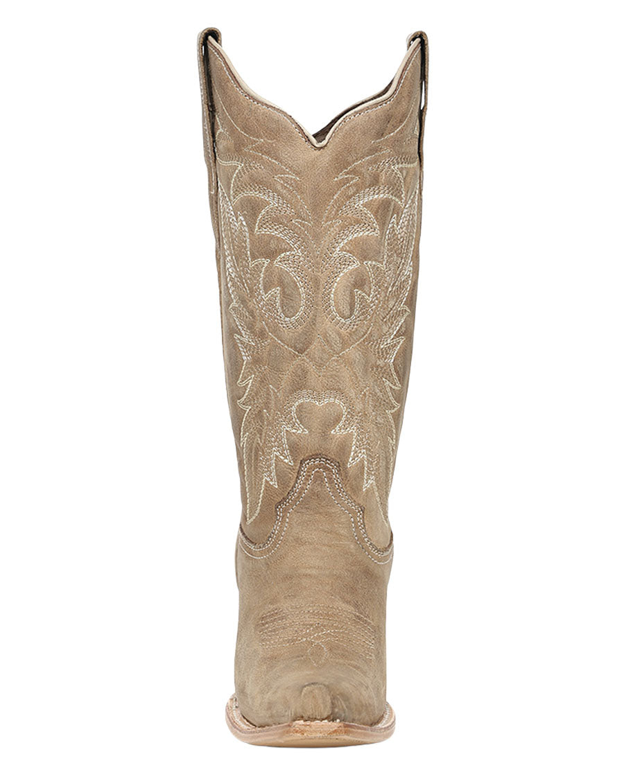 Women's Straw Leaft Embroidery Western Boots - L6417