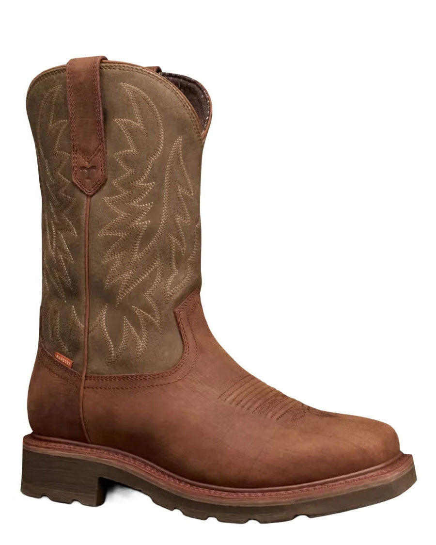 Men's LongHaul Waterproof Square Soft Toe Work Boots - Rust Cowhide - 11034-Rst
