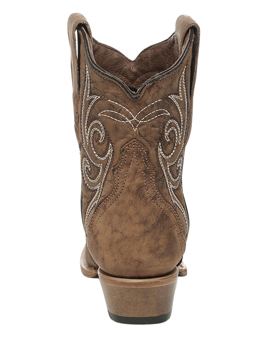 Women's Curved Embroidery Ankle Western Boots - L6387