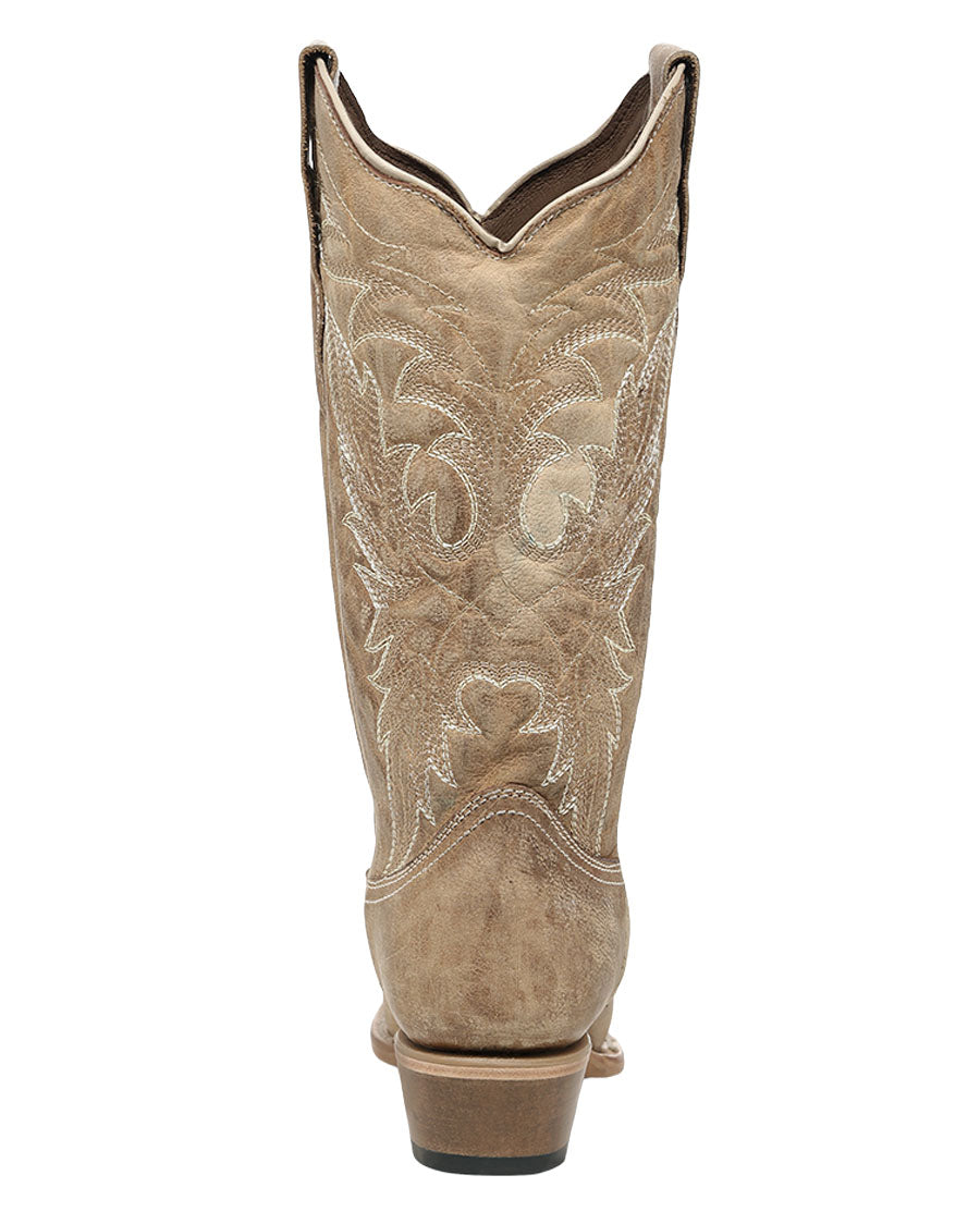 Women's Straw Leaft Embroidery Western Boots - L6417