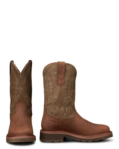 Men's LongHaul Waterproof Square Soft Toe Work Boots - Rust Cowhide - 11034-Rst
