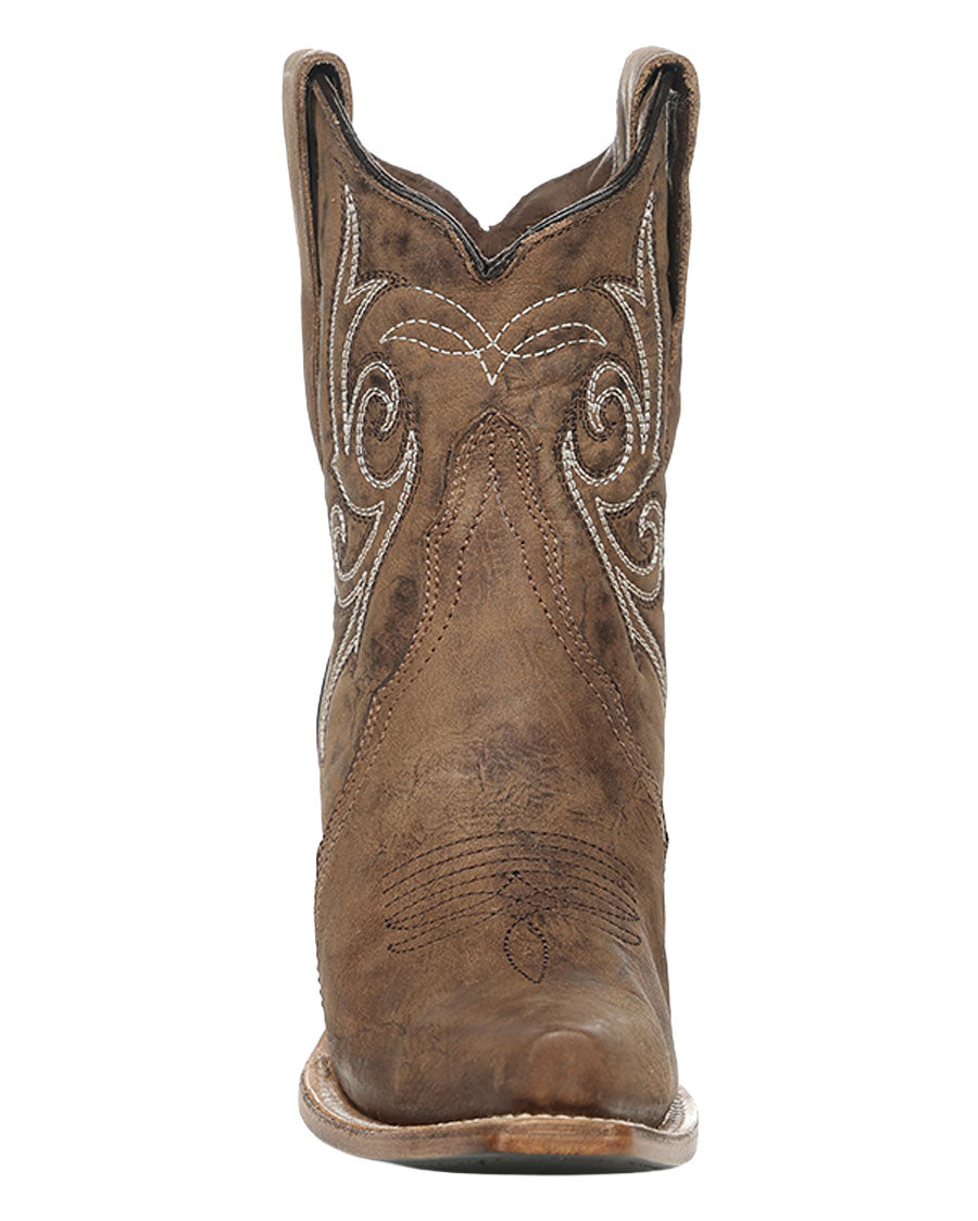 Women's Curved Embroidery Ankle Western Boots - L6387