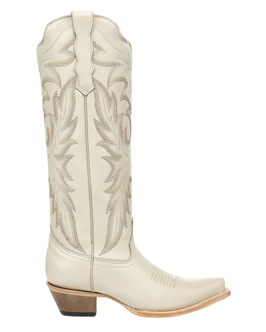 Women's Bone Leaft Embroidery Tall Top Western Boots - L6440