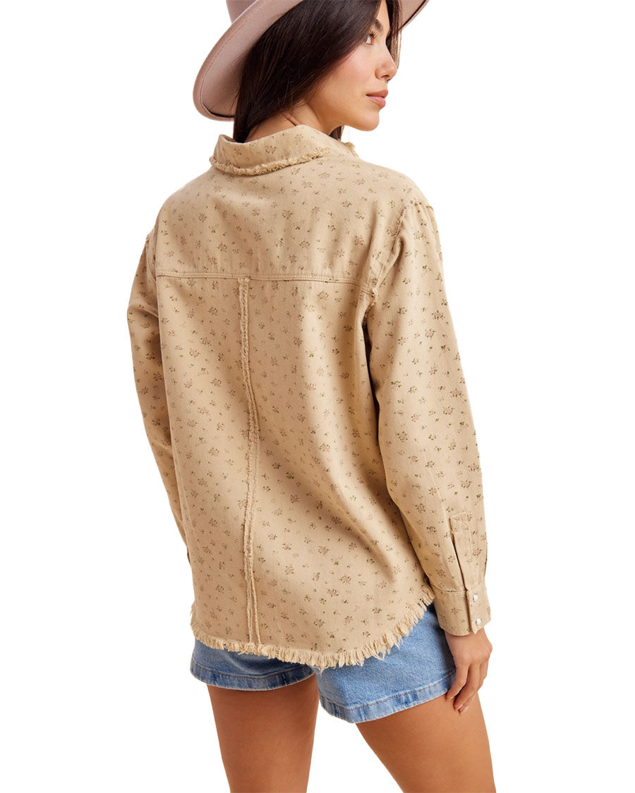 Women's Floral Shirt Jacket - Il6962-Sand-Floral