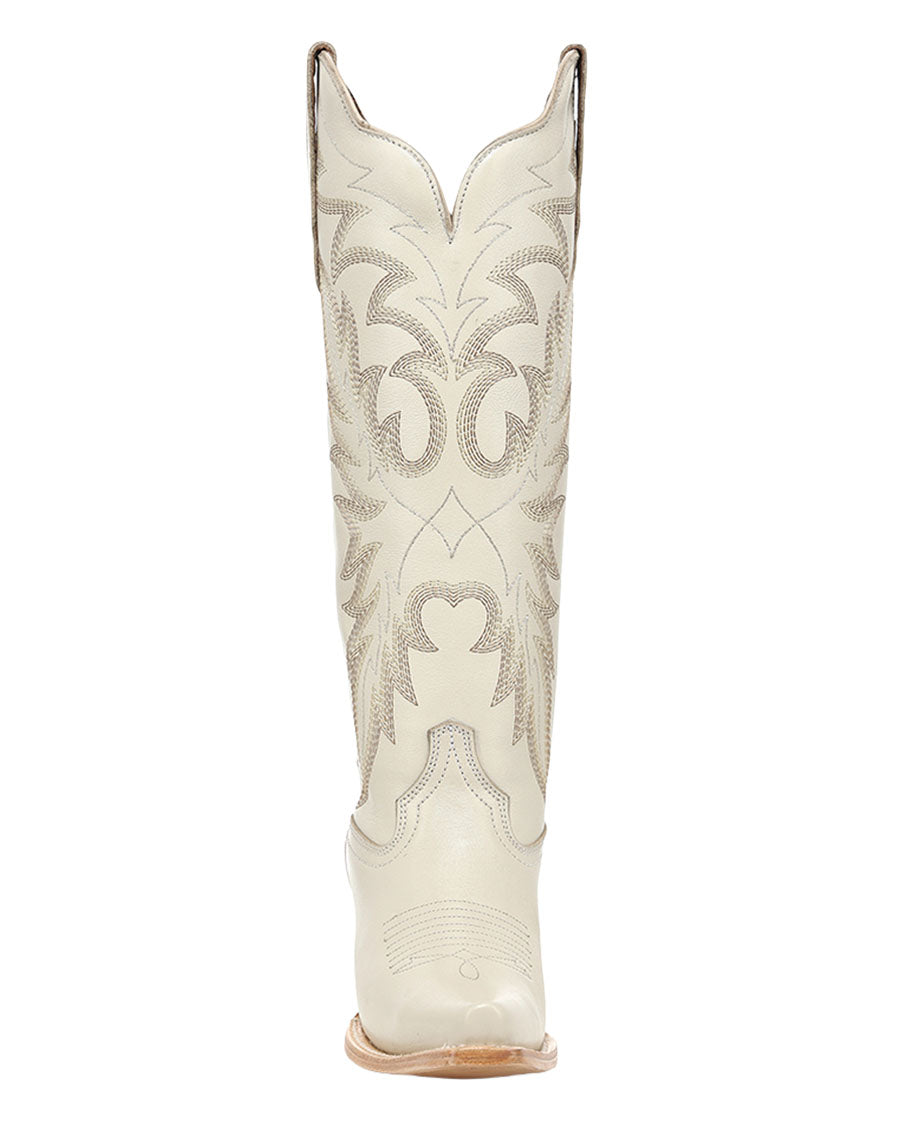 Women's Bone Leaft Embroidery Tall Top Western Boots - L6440