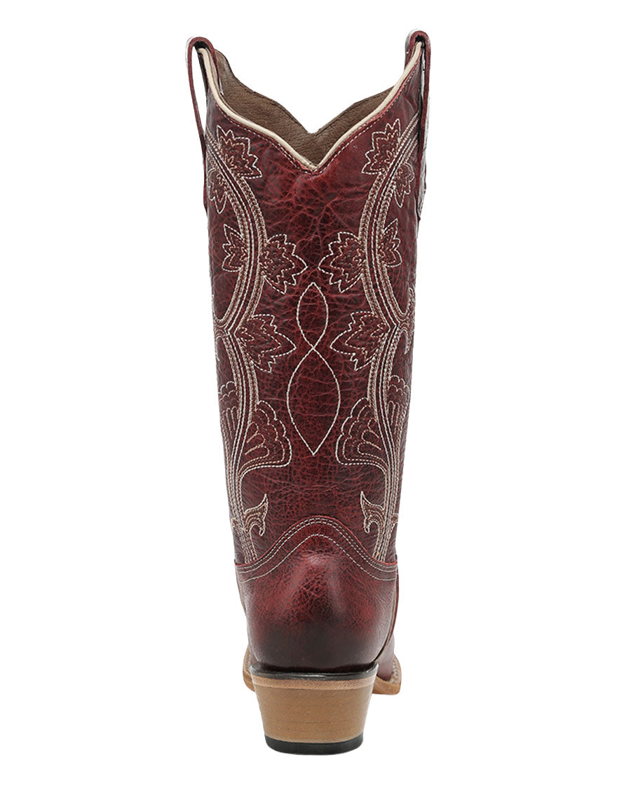 Women's Red Floral Embroidery Western Boots - L8195