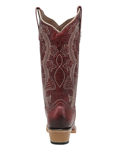 Women's Red Floral Embroidery Western Boots - L8195