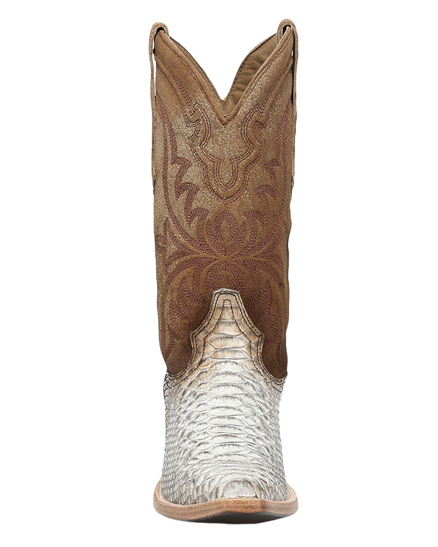 Men's Natural Python Embroidery Western Boots - A5170