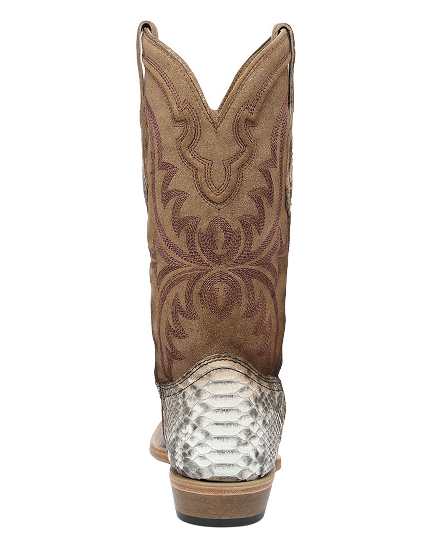 Men's Natural Python Embroidery Western Boots - A5170