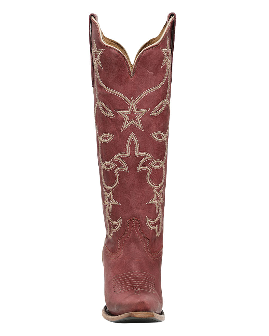 Women's Embroidery Stars Tall Top Western Boots - L6443