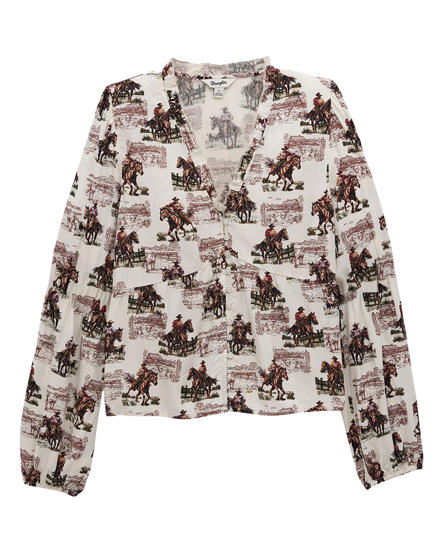 Women's Retro Vintage Juliet Long Sleeve Blouse - 112385318
