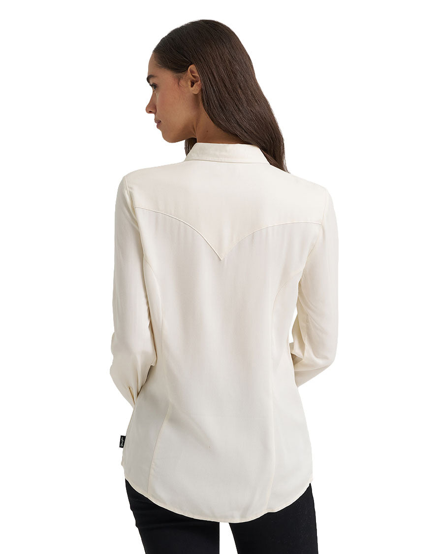 Women's Retro Punchy Long Sleeve Button Western Shirt - 112385436