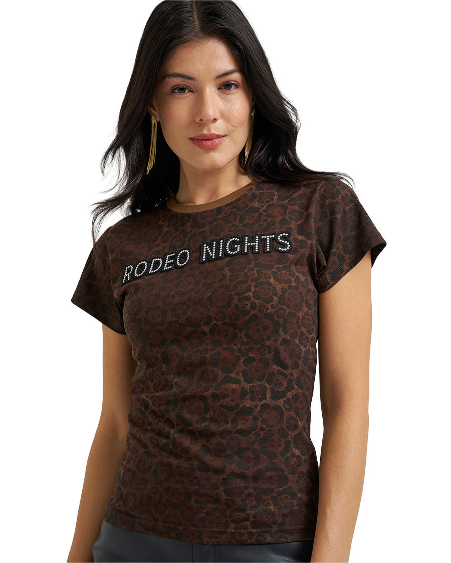 Women's Wrangler X Lainey Leopard Tee Or Rodeo Nights Graphic T-Shirt - 112385577