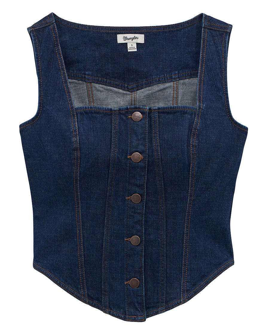 Women's Retro Americana Denim Bustier Vest - 112385709