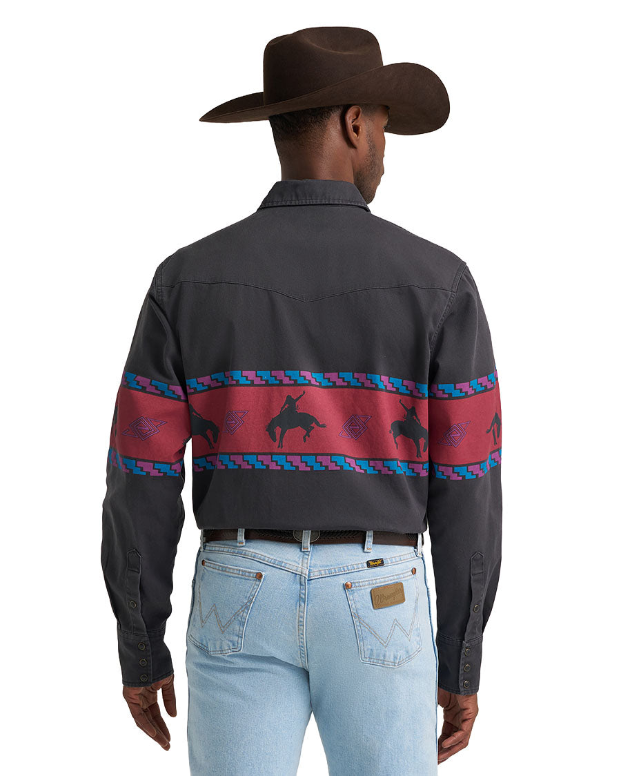 Men's Vintage Inspired Long Sleeve Classic Fit Western Shirt - 112385790