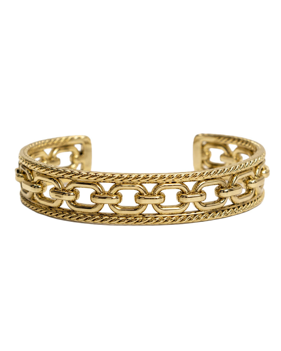 Women's 18K Gold Plated Rope And Chain Cuff Bracelet - Wc-Br03G