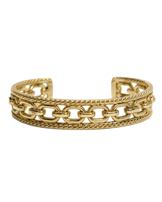 Women's 18K Gold Plated Rope And Chain Cuff Bracelet - Wc-Br03G