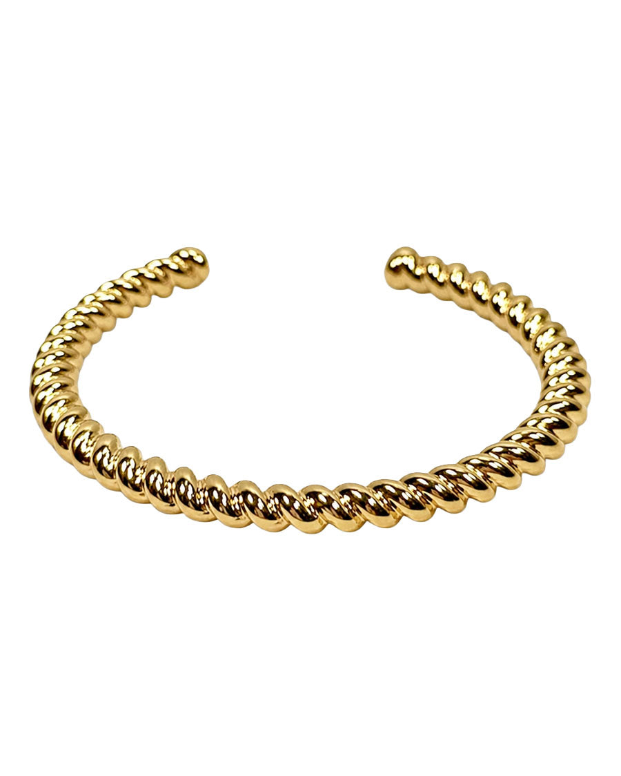 Women's 18K Gold Plated Burnished Chunky Rope Cuff Bracelet - Wc-Br05G