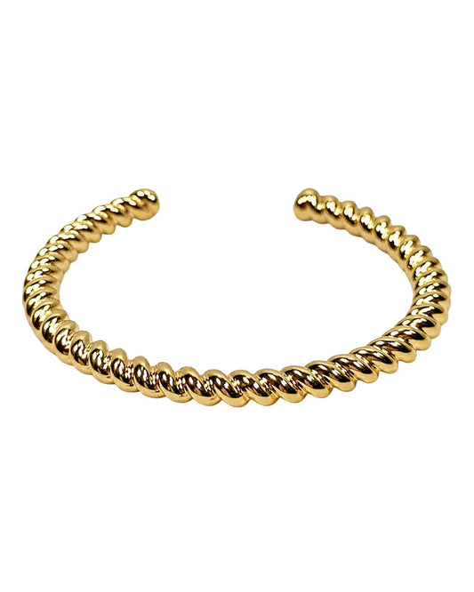 Women's 18K Gold Plated Burnished Chunky Rope Cuff Bracelet - Wc-Br05G