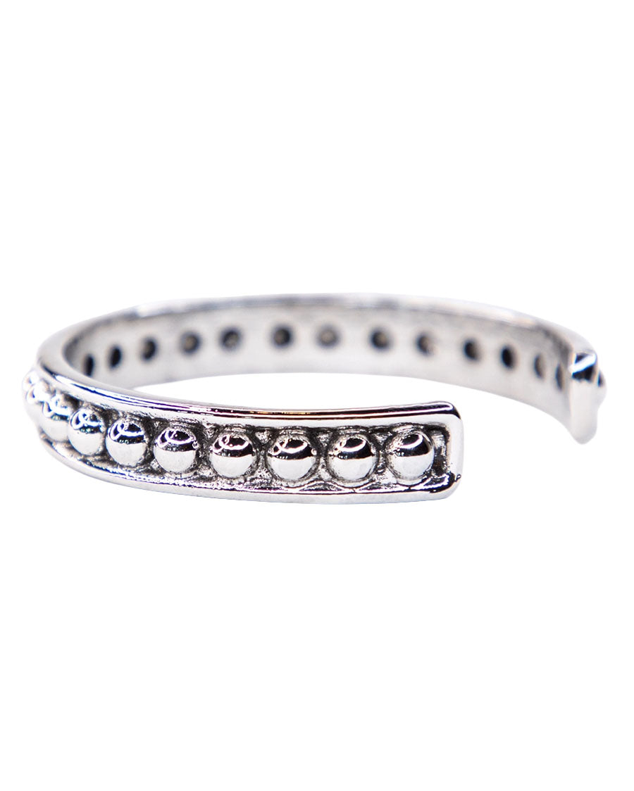 Women's 18K White Gold Thick White Gold Burnished Dotted Bangle Bracelet - Wc-Br09Wg