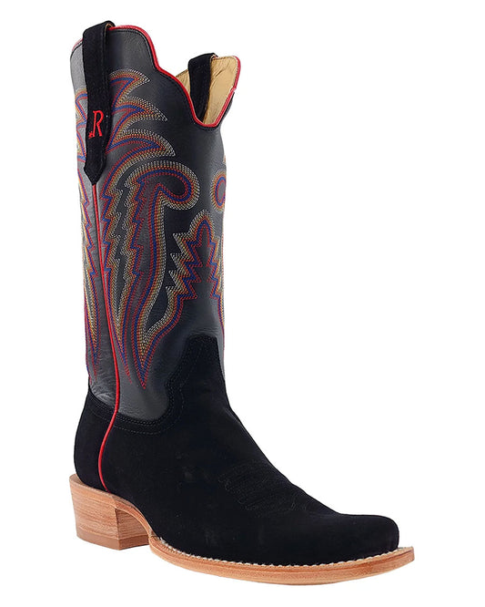 Men's Black Roughout Cowhide Western Boots - RW8208-1