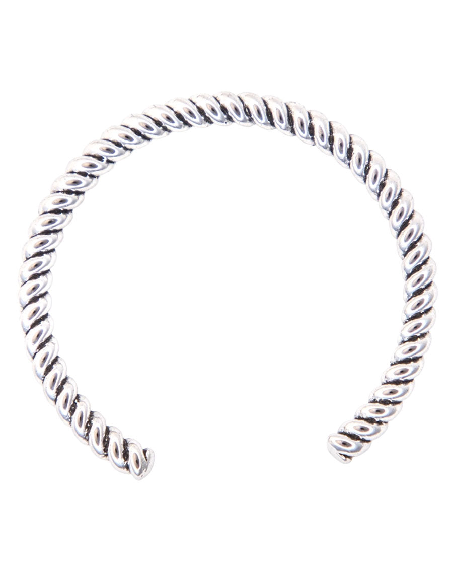 Women's 18K White Gold Plated Burnished Chunky Rope Cuff Bracelet - Wc-Br05Wg