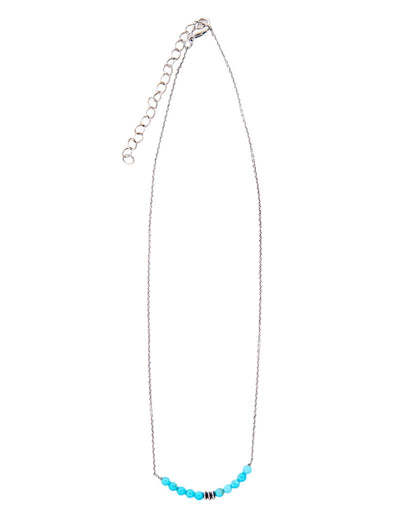 Women's 15" 18K White Gold Plated Dainty Chains and Turquoise Disc Beaded Bar Necklace - Wc-N23Wg by West & Co. from Skip’s Western Outfitters | W&C-WC-N23WG-WHITE-GOLD