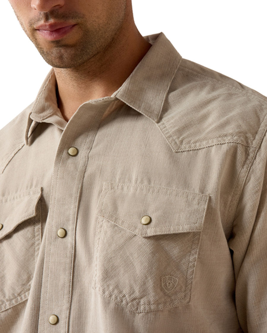 Men's Retro Handorf Corduroy Fitted Snap Long Sleeve Western Shirt - 10080647